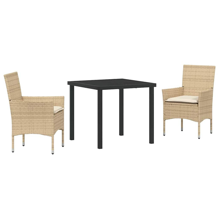 Set de dining pentru grădină , 3 piese, cu perne, din rattan poliester, bej - WALTI WALTI