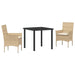 Set de dining pentru grădină , 3 piese, cu perne, din rattan poliester, bej - WALTI WALTI