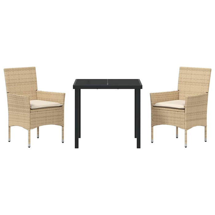 Set de dining pentru grădină , 3 piese, cu perne, din rattan poliester, bej - WALTI WALTI