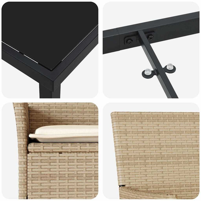 Set de dining pentru grădină , 5 piese, cu perne, bej, din rattan poliester - WALTI WALTI