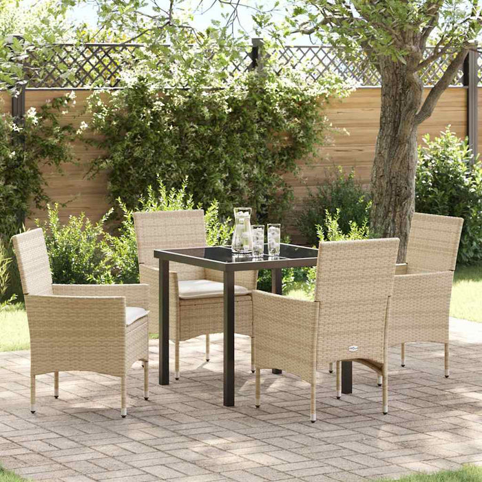 Set de dining pentru grădină , 5 piese, cu perne, bej, din rattan poliester - WALTI WALTI