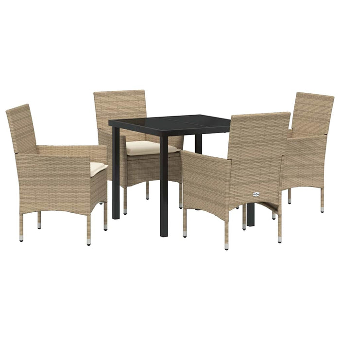 Set de dining pentru grădină , 5 piese, cu perne, bej, din rattan poliester - WALTI WALTI