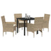 Set de dining pentru grădină , 5 piese, cu perne, bej, din rattan poliester - WALTI WALTI