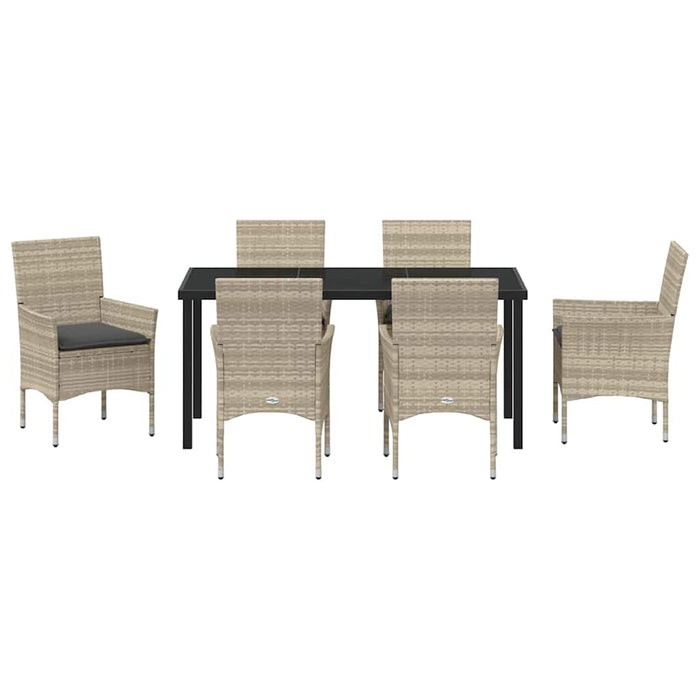 Set de masă pentru grădină cu pernă 7 pcs Gri deschis poliratan - WALTI WALTI