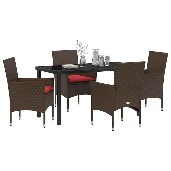Set de masă și scaune cu pernă 5 pcs Maro Ratan PE WALTI
