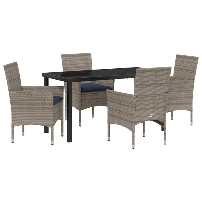 Set de masă și scaune cu pernă 5 pcs Gri Ratan PE - WALTI WALTI