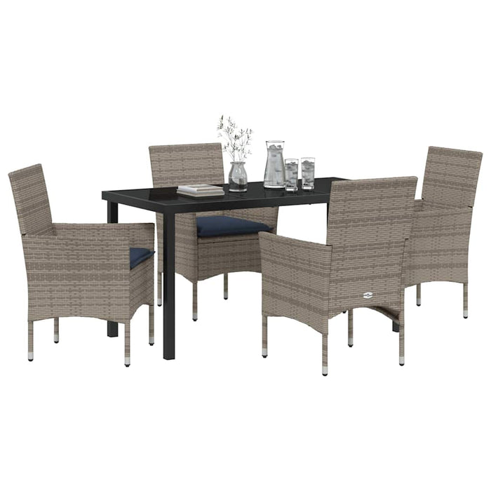 Set de masă și scaune cu pernă 5 pcs Gri Ratan PE - WALTI WALTI