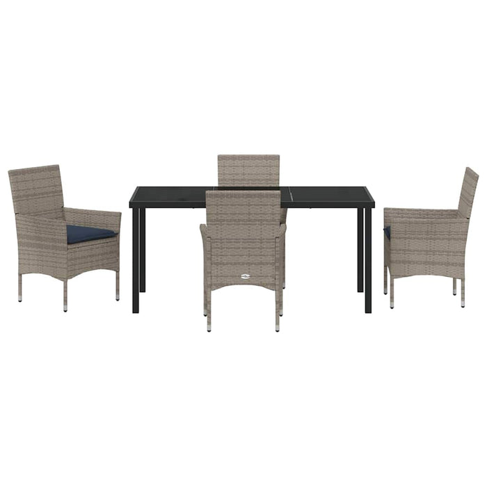 Set de masă și scaune cu pernă 5 pcs Gri Ratan PE WALTI