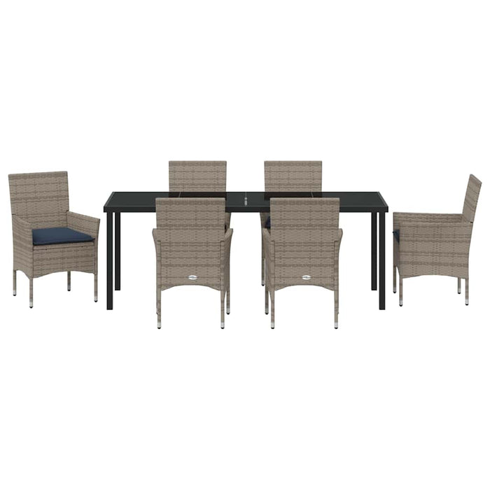 Set de masă și scaune cu pernă 7 pcs Gri Ratan PE - WALTI WALTI
