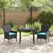 Set de masă și scaune cu pernă 3 pcs Negru Ratan PE - WALTI WALTI