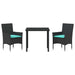 Set de masă și scaune cu pernă 3 pcs Negru Ratan PE - WALTI WALTI