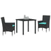 Set de masă și scaune cu pernă 3 pcs Negru Ratan PE - WALTI WALTI