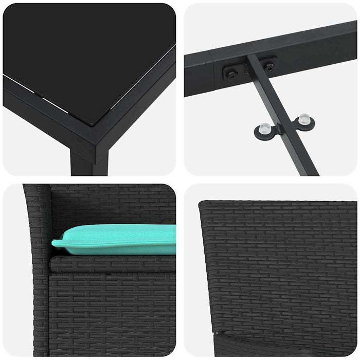 Set de masă și scaune cu pernă 5 pcs Negru Ratan PE - WALTI WALTI