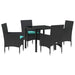 Set de masă și scaune cu pernă 5 pcs Negru Ratan PE - WALTI WALTI