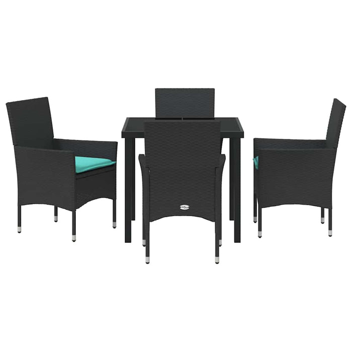 Set de masă și scaune cu pernă 5 pcs Negru Ratan PE - WALTI WALTI