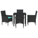Set de masă și scaune cu pernă 5 pcs Negru Ratan PE - WALTI WALTI