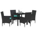 Set de masă și scaune cu pernă 5 pcs Negru Ratan PE - WALTI WALTI