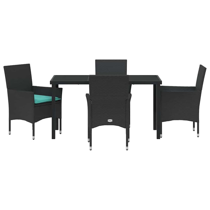 Set de masă și scaune cu pernă 5 pcs Negru Ratan PE WALTI