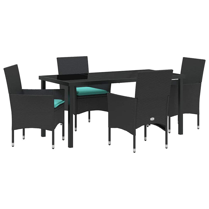Set de masă și scaune cu pernă 5 pcs Negru Ratan PE - WALTI WALTI