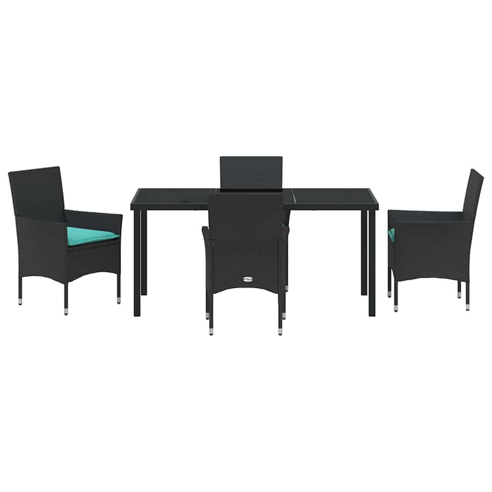 Set de masă și scaune cu pernă 5 pcs Negru Ratan PE - WALTI WALTI