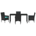 Set de masă și scaune cu pernă 5 pcs Negru Ratan PE - WALTI WALTI