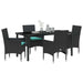 Set de masă și scaune cu pernă 5 pcs Negru Ratan PE - WALTI WALTI