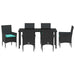 Set de masă și scaune cu pernă 7 pcs Negru Ratan PE - WALTI WALTI