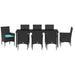 Set de masă și scaune cu pernă 9 pcs Negru Ratan PE - WALTI WALTI