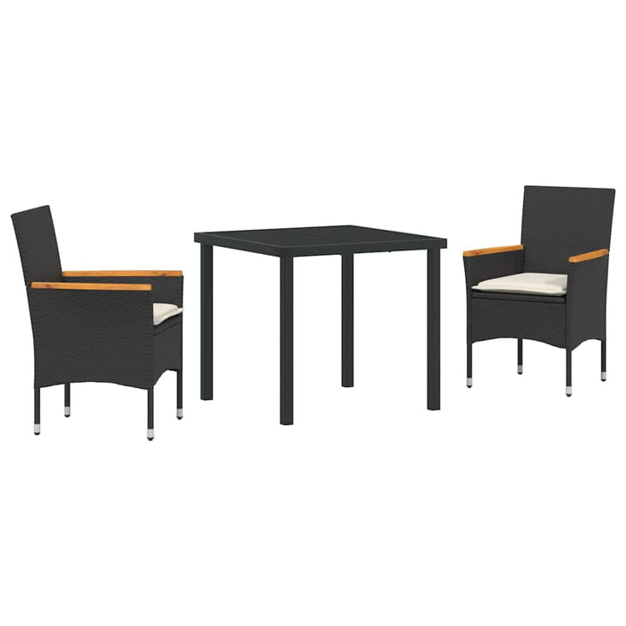 Set de masă pentru grădină cu pernă 3 pcs Negru Rattan poli - WALTI WALTI