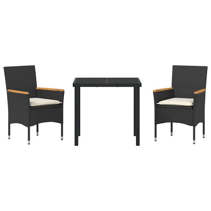 Set de masă pentru grădină cu pernă 3 pcs Negru Rattan poli - WALTI WALTI