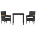 Set de masă pentru grădină cu pernă 3 pcs Negru Rattan poli - WALTI WALTI