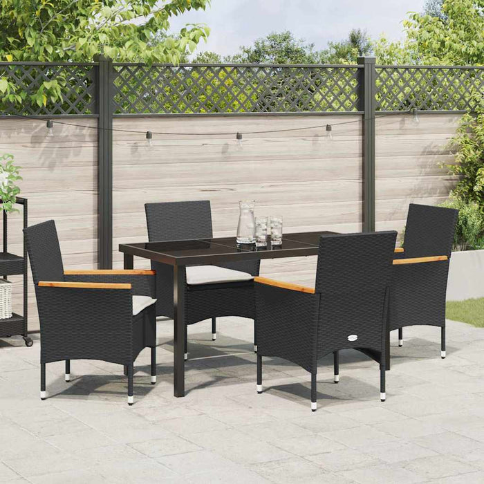 Set de masă pentru grădină cu pernă 5 pcs Negru Rattan poli - WALTI WALTI