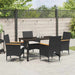 Set de masă pentru grădină cu pernă 5 pcs Negru Rattan poli - WALTI WALTI