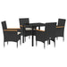 Set de masă pentru grădină cu pernă 5 pcs Negru Rattan poli - WALTI WALTI
