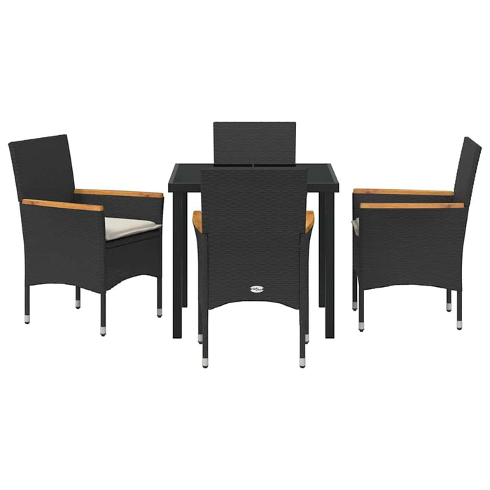 Set de masă pentru grădină cu pernă 5 pcs Negru Rattan poli - WALTI WALTI