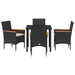 Set de masă pentru grădină cu pernă 5 pcs Negru Rattan poli - WALTI WALTI