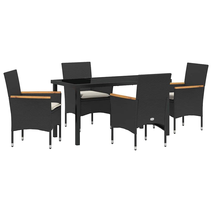 Set de masă pentru grădină cu pernă 5 pcs Negru Rattan poli - WALTI WALTI