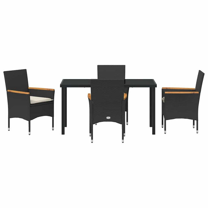 Set de masă pentru grădină cu pernă 5 pcs Negru Rattan poli - WALTI WALTI