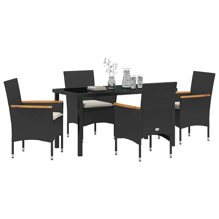 Set de masă pentru grădină cu pernă 5 pcs Negru Rattan poli - WALTI WALTI