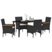 Set de masă pentru grădină cu pernă 5 pcs Negru Rattan poli - WALTI WALTI