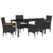Set de masă pentru grădină cu pernă 5 pcs Negru poliratan - WALTI WALTI