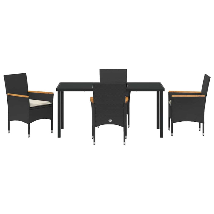 Set de masă pentru grădină cu pernă 5 pcs Negru poliratan - WALTI WALTI