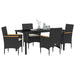 Set de masă pentru grădină cu pernă 5 pcs Negru poliratan - WALTI WALTI