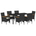 Set de masă pentru grădină cu pernă 7 pcs Negru poliratan - WALTI WALTI