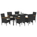 Set de masă pentru grădină cu pernă 7 pcs Negru poliratan - WALTI WALTI