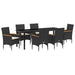 Set de masă pentru grădină cu pernă 7 pcs Negru poliratan - WALTI WALTI