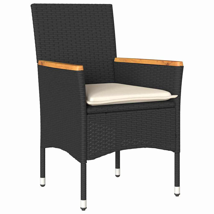 Set de masă pentru grădină cu pernă 9 pcs Negru poliratan - WALTI WALTI