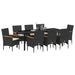 Set de masă pentru grădină cu pernă 9 pcs Negru poliratan - WALTI WALTI