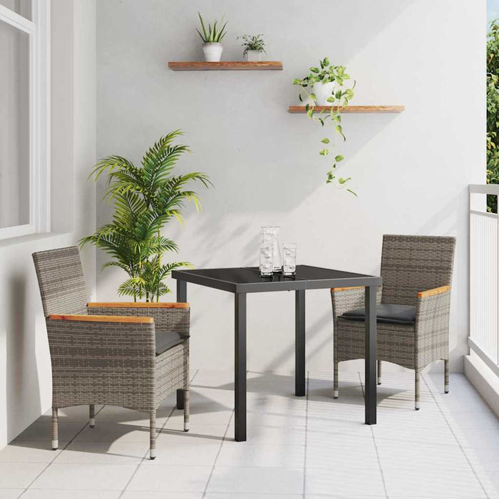 Set de masă pentru grădină cu pernă 3 pcs Gri Rattan poli - WALTI WALTI