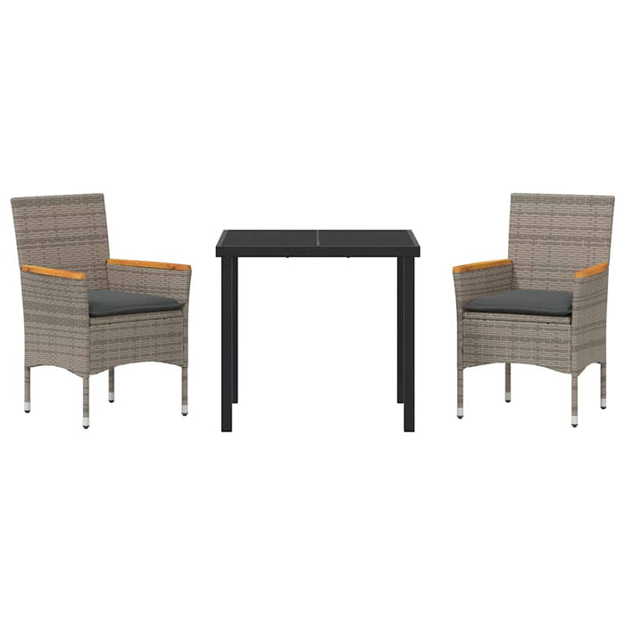 Set de masă pentru grădină cu pernă 3 pcs Gri Rattan poli - WALTI WALTI